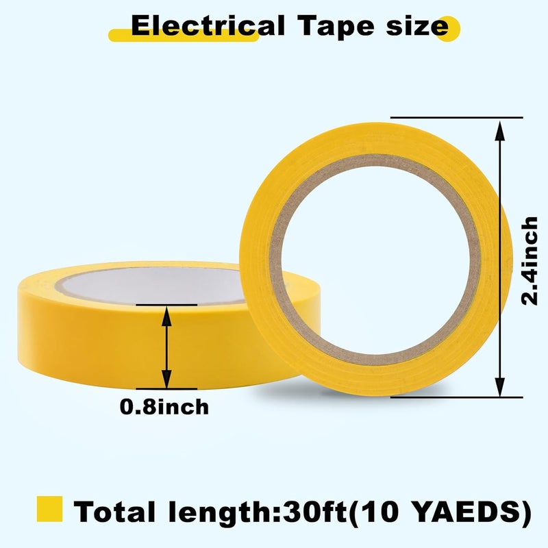Romeda 9 Pack Electrical Tapes, Electrical Tape Water, Sun, and Oil Resistant, Electrical Tape is Suitable for Most Domestic, Commercial, and Industrial environments - Yellow - Image 2